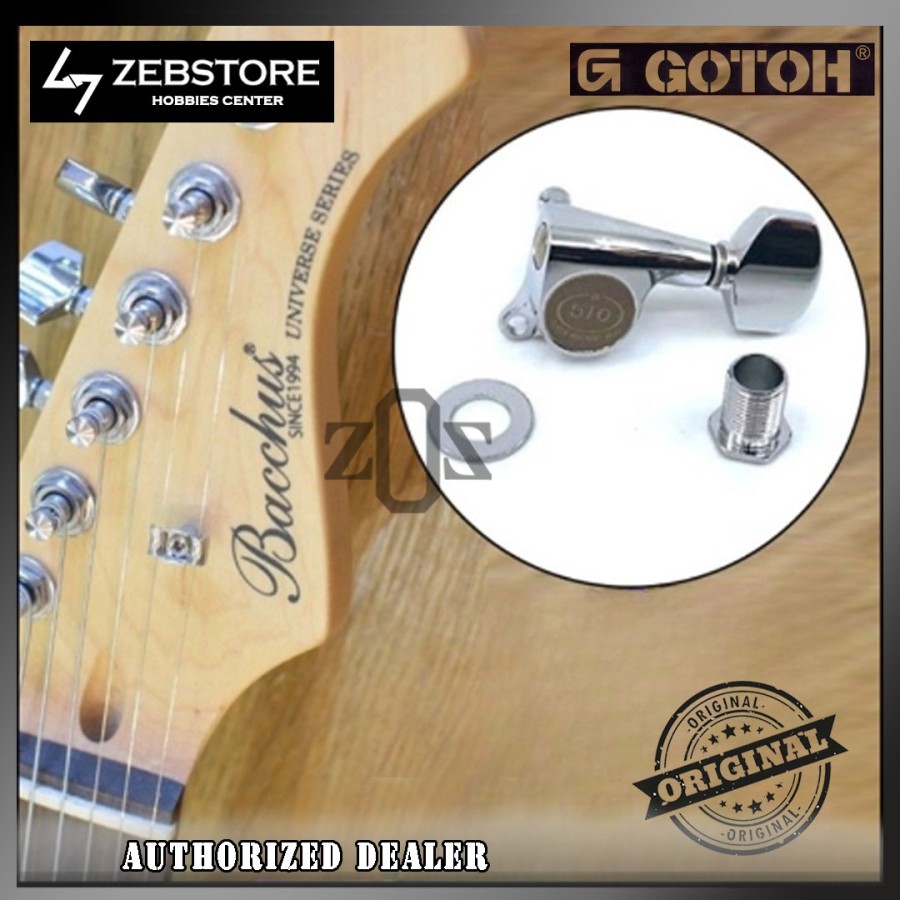 Dryer Tuning Machine Pemutar Senar Gotoh SGS510 A07 6 In Line Chrome