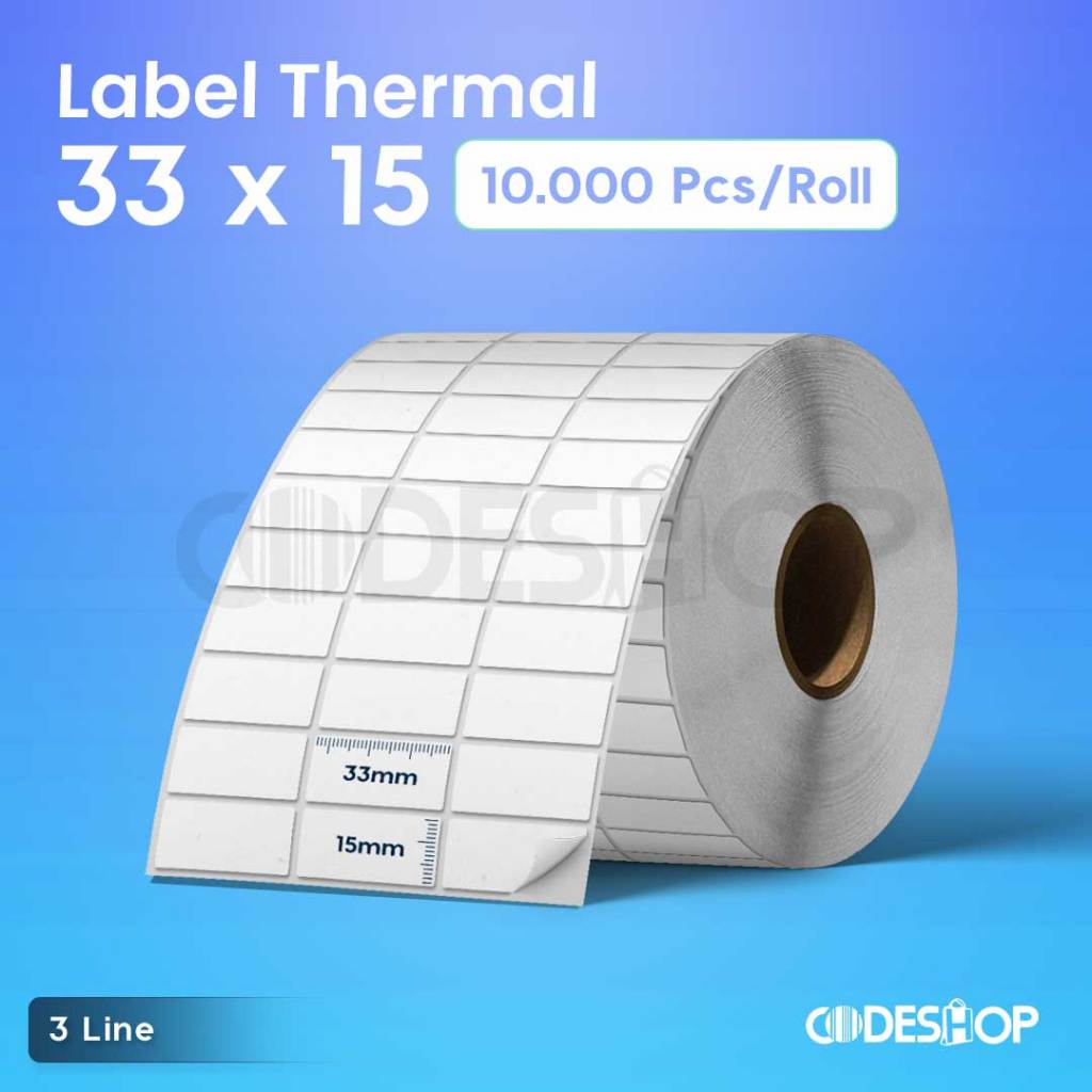 

LABEL STICKER THERMAL 33X15 / 33 X 15 MM 3 LINE ISI 10.000 PCS 3 BARIS