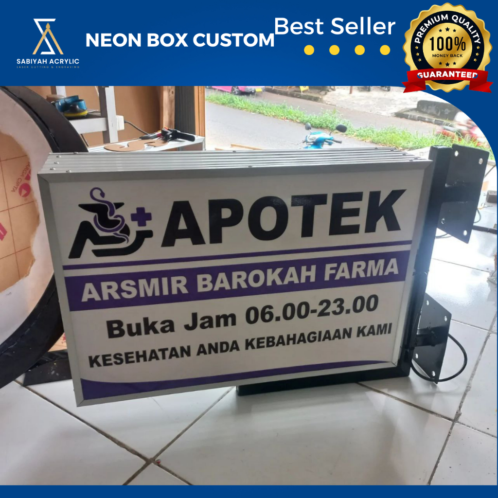 Neon Box Apotek Neon box Kotak 45x60cm  Neon Box Bidan Sabiyah Akrilik