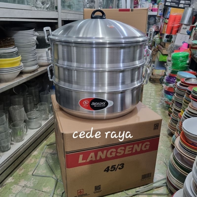 kukusan kue aluminium 3 susun / kalakat langseng maspion 45 cm