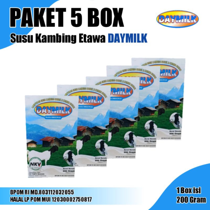 

PAKET 5 BOX SUSU DAYMILK 200 GRAM Susu Kambing Bubuk Daymilk 200gr Susu Bubuk Kambing Etawa Original