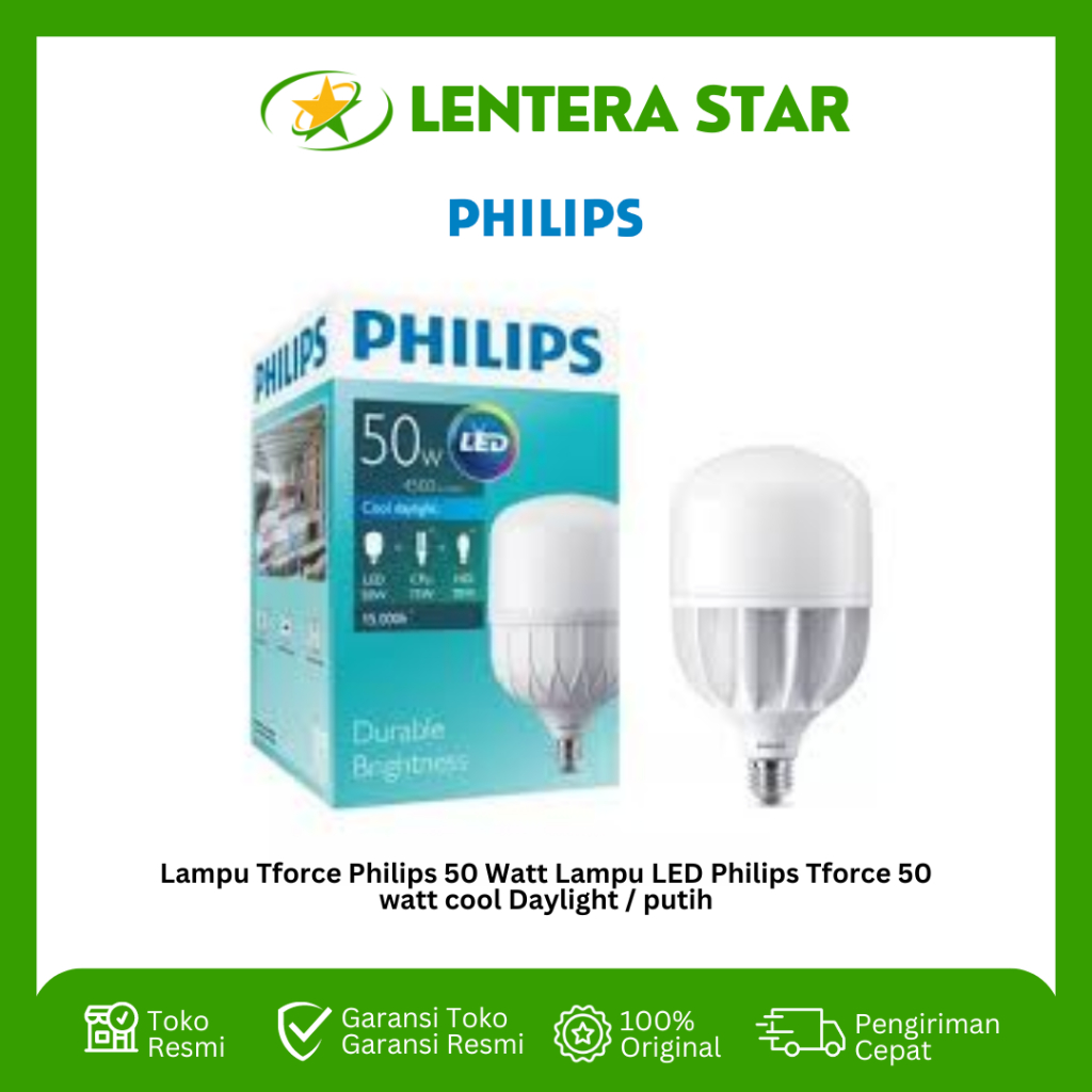 Lampu Tforce Philips 50 Watt Lampu LED Philips Tforce 50 watt cool Daylight / putih