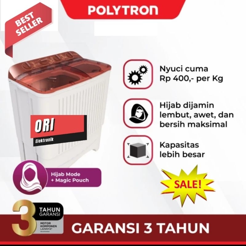 POLYTRON MESIN CUCI 2 TABUNG KAPASITAS 10 KG PRIMADONA GIANT PWM-1082