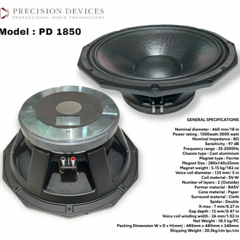 Subwoofer 18 Inch PD 1850 Spul 5 Inch