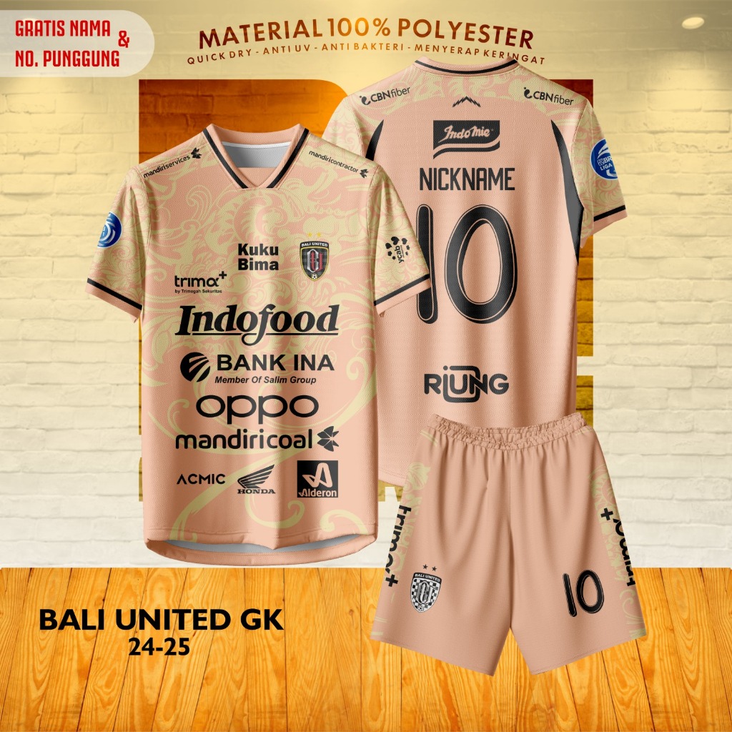 Jersey/Baju Bola BALI UNITED GK 24/25 SUPORTER Gratis Name Set & No Punggung