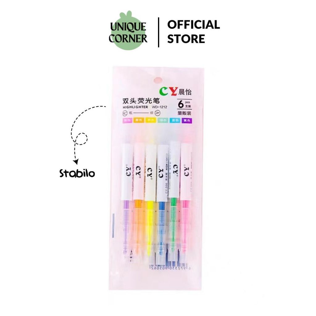 

UQ (6pcs) Stabilo Highlighter 12 Warna Warni Double Head STY7027