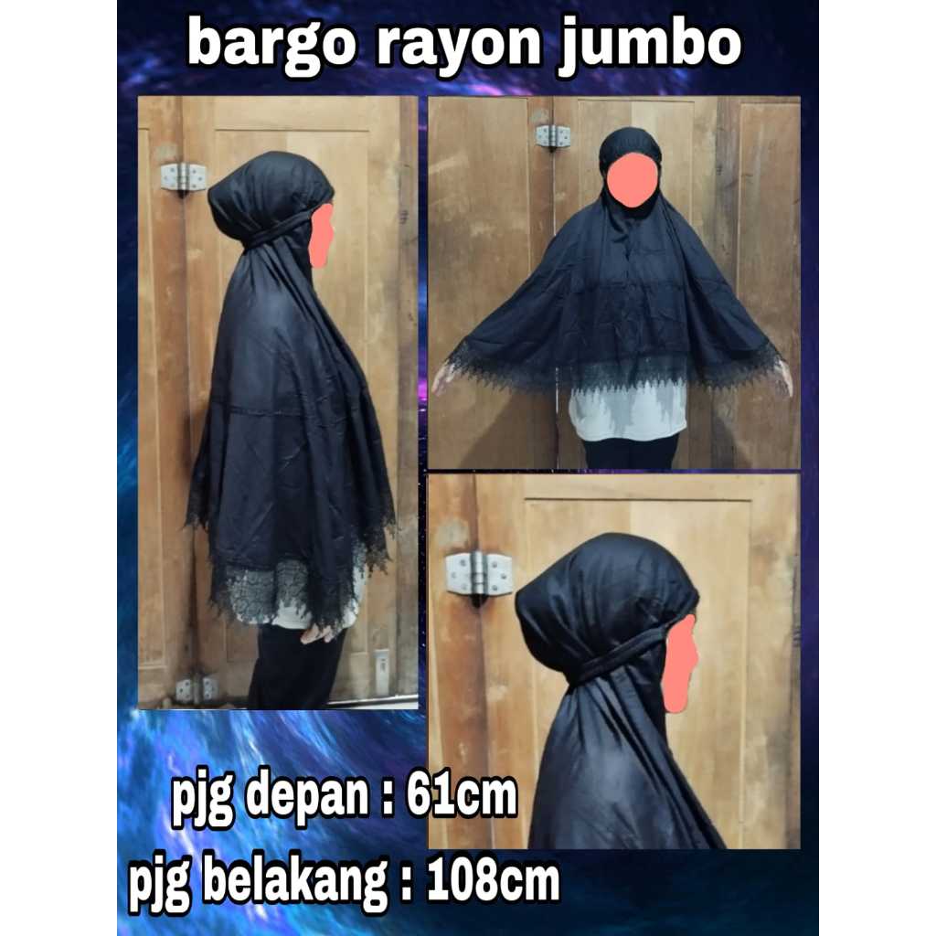 BERGO RAYON JUMBO POLOS HITAM / BERGO HAJI IHROM WANITA