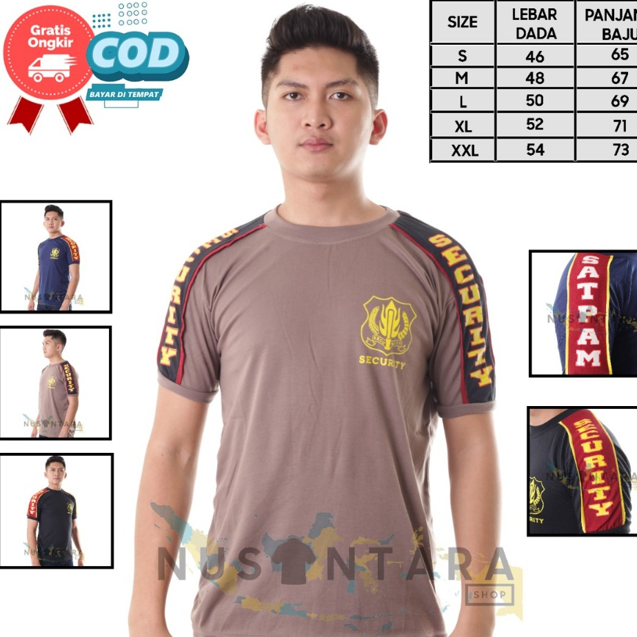 Kaos Satpam Security Kombinasi Warna Cream Cokelat Navy Hitam Kaos Satpam Terbaru 2025