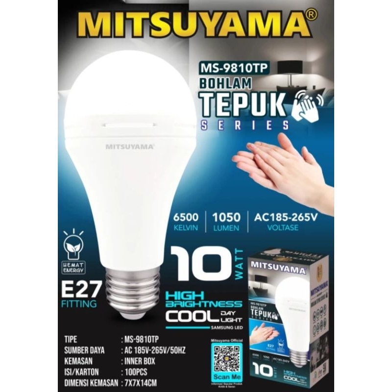 Bohlam Led Sensor Mitsuyama Dengan Suara Tepuk Tangan Lampu Bisa Nyala & Mati