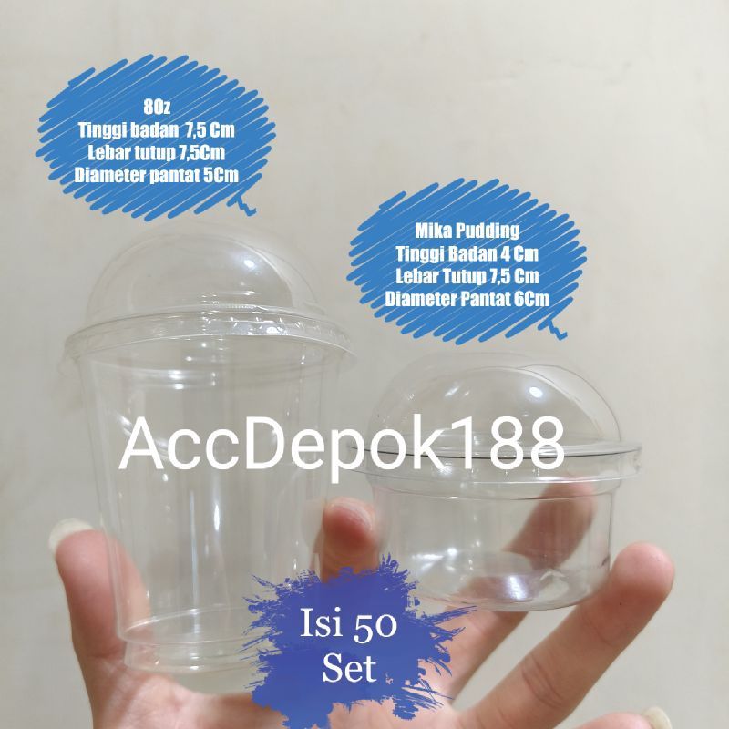 GELAS PLASTIK PET 8OZ / GELAS SUNDAE ICE CREAM / CUP PLASTIK PET BENING 8 OZ ISI 50 PCS PRODUK STARI