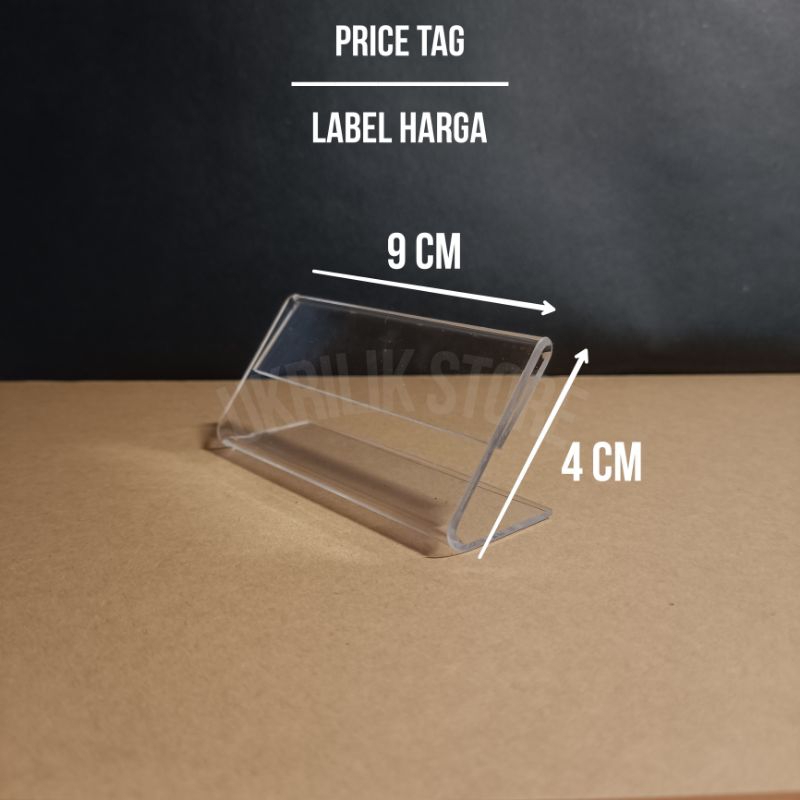 

Akrilik display Price Tag/ Name Tag Produk ukuran 4 x 9 cm tebal 2mm