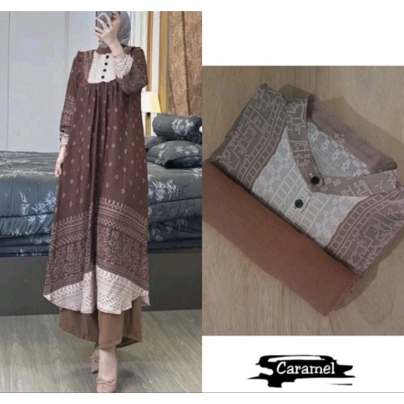SET TUNIK RAYON DIAMOND+CELANA CRINKLE AIRFLOW