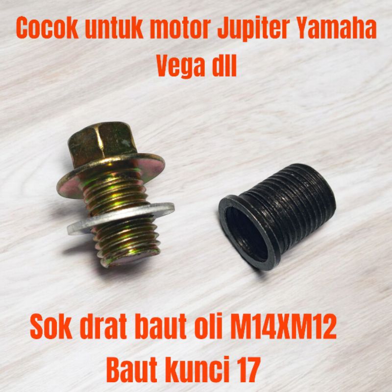 Sok Drat M14xM12 Bos Baut Oli Kunci 17 untuk Motor Standar Yamaha Jupiter Shogun Suzuki