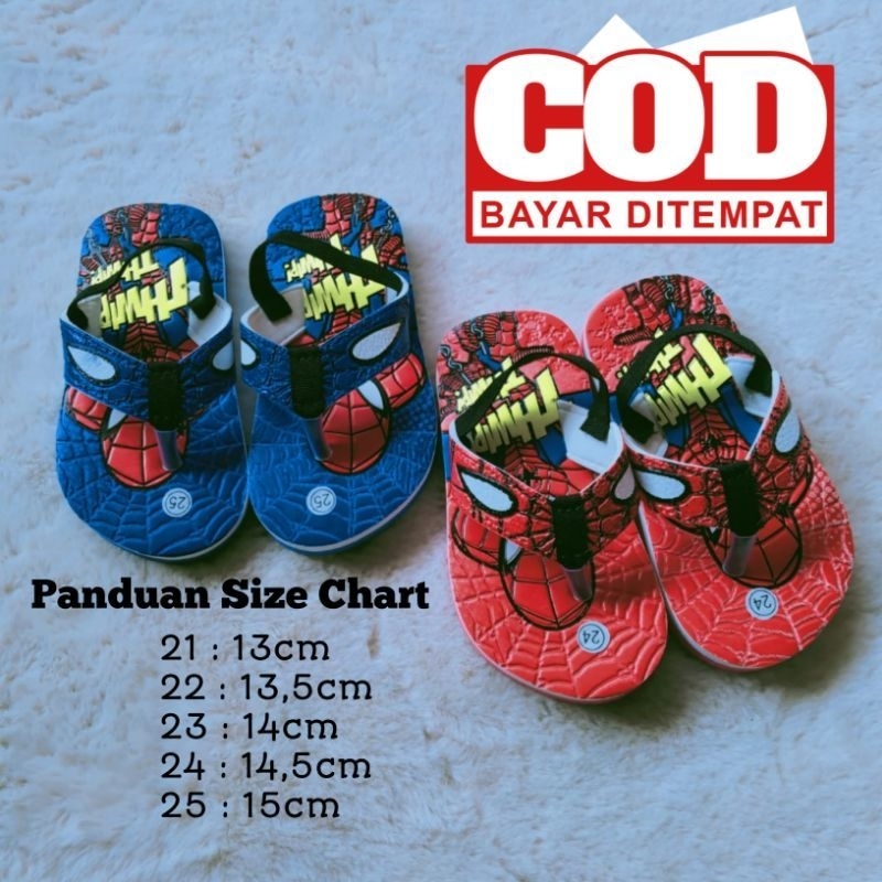 sandal jepit baby spiderman tali belakang