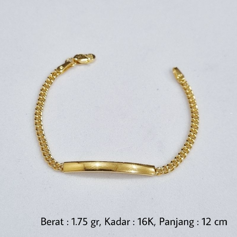 Gelang Emas Anak Rantai Plat 12 cm Kadar 16K 70% 700 - G10 / 1.75 gr