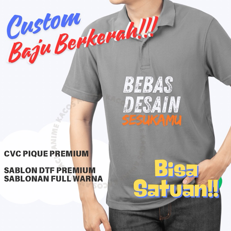 BAJU BERKERAH POLO SHIRT SABLON CUSTOM FOTO GAMBAR FAMILY GATHERING BIRTHDAY BAJU KARAKTER LUCU / KA