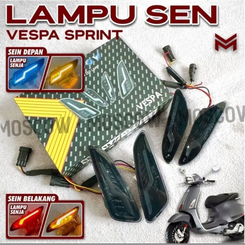INDICATOR LAMPU SEIN MOSCOW SMOKE LED RUNNING VESPA SPRINT PRIMAVERA SET DEPAN BELAKANG VESPA ELETTR
