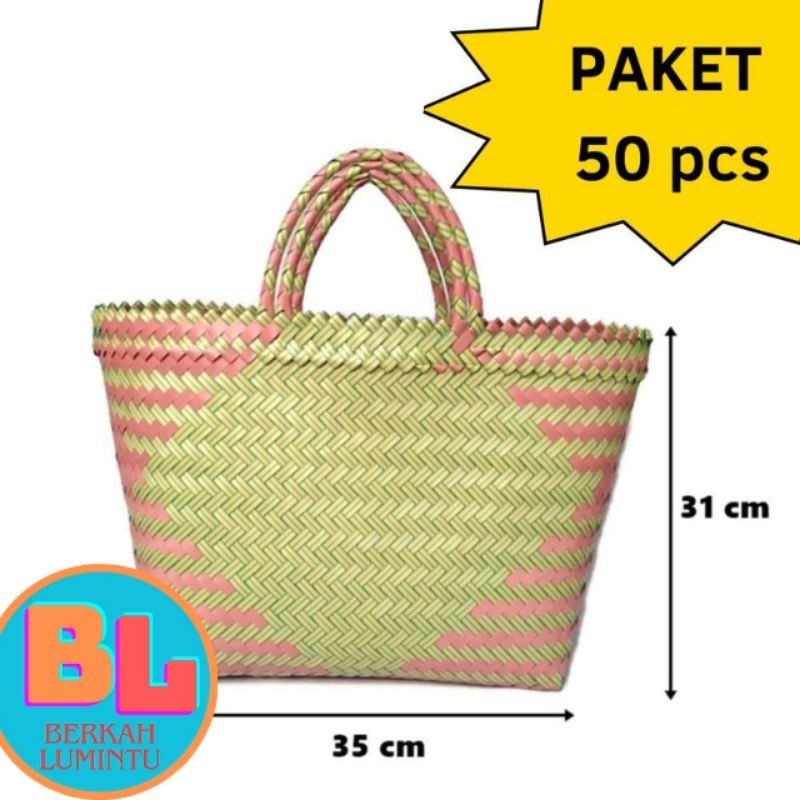 

PAKET HEMAT 50 PCS !! Tas Anyam Plastik JUMBO XL Lurik Keranjang Belanja Parcel Hantaran
