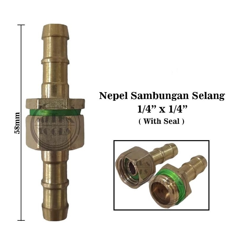 NEPEL SANCHIN SET KUNINGAN 1/4" / SAMBUNGAN SELANG KOMPRESOR / NEPEL SELANG KOMPRESOR / NEPEL SPRAYE