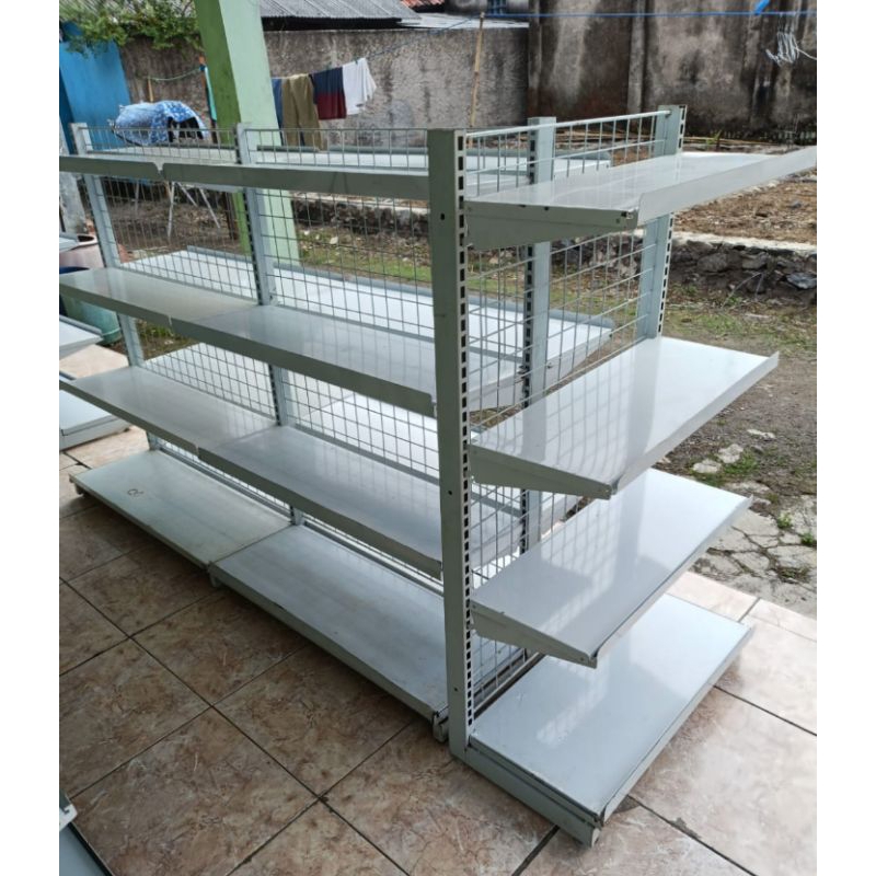 2 SET RAK GONDOLA DOBEL + 1 RAK END INDOMARET ORIGINAL BARU REKONDISI