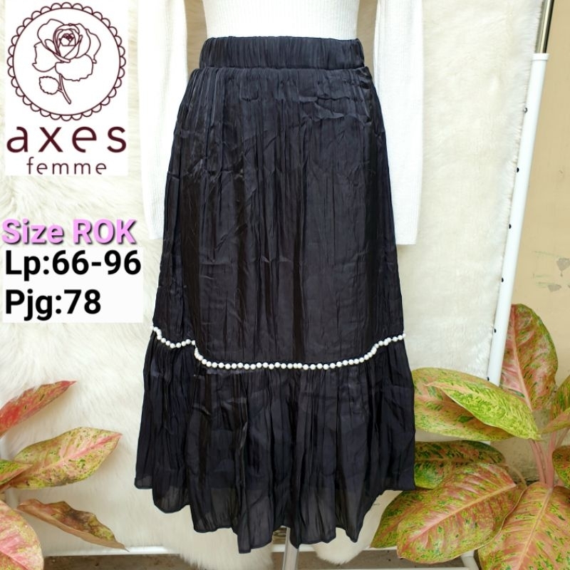 AXES FEMME Pearly Shiny Midi Skirt Rok Wanita