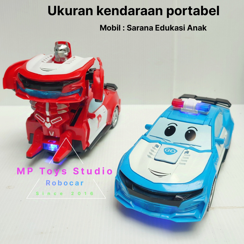 mainan mobil bump and go police car electric robot bumble bee mobil robot robocar poli auto transfor