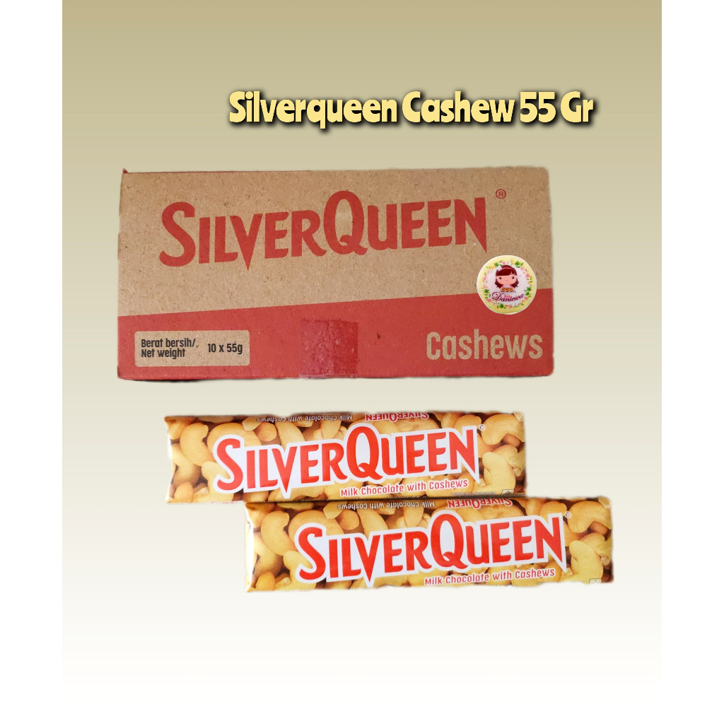 

.10 pcs 1 kotak silverqueen 55 gr / 58 gr almond , Mede cashew ( ds bgr )