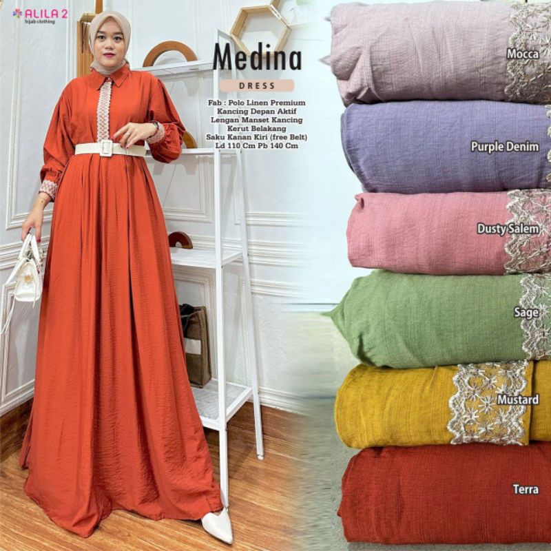 (NEW) GAMIS DRESS FASHION MUSLIM // VANILLA - MEDINA LD - 110 DRESS BY ALILA HIJAB