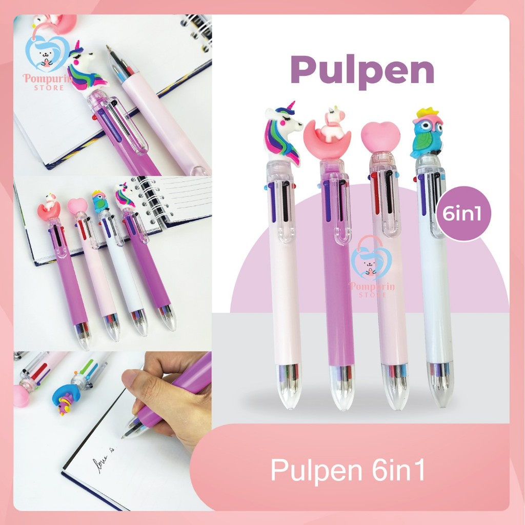 

Pulpen 6 Warna (Bolpoin Warna Motif 3D) - Pulpen Bolpoin 6 Warna