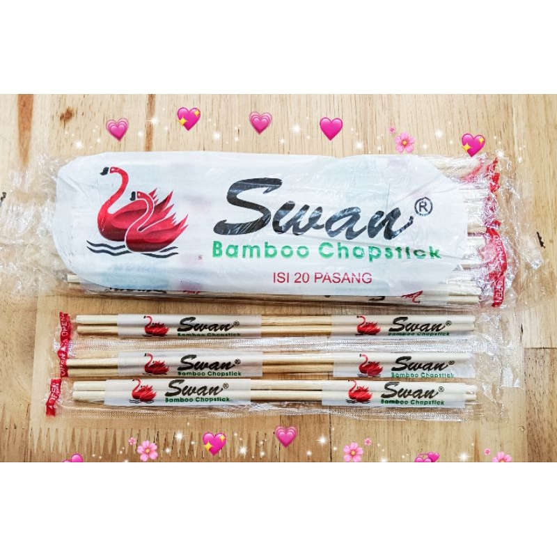 SUMPIT BAMBU SWAN 20PASANG/SWAN BAMBOO CHOPSTICKS