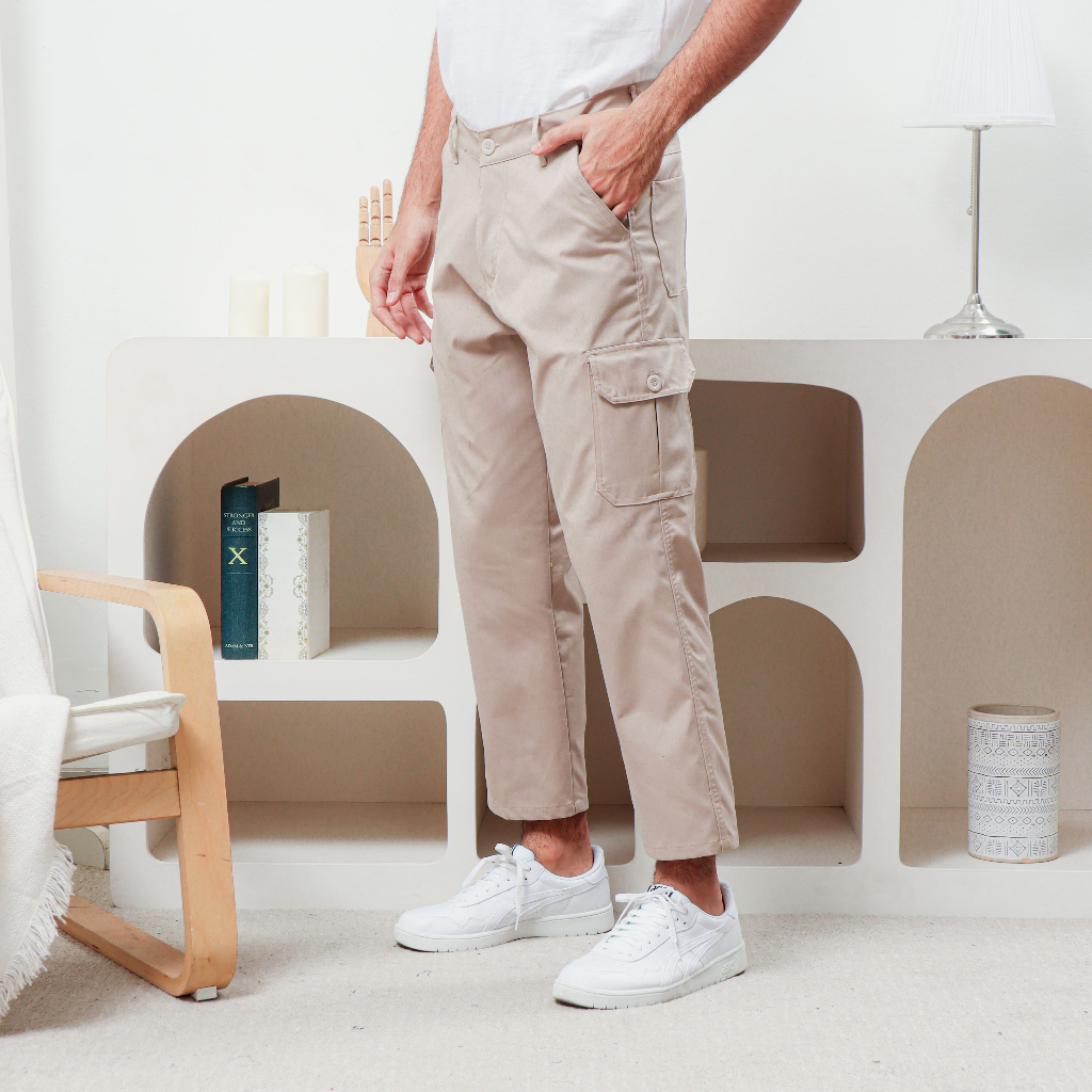 MEVANO - NOMAD CARGO PANTS KHAKI / CELANA CARGO PANJANG PRIA KHAKI