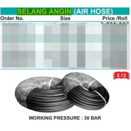 

Air Hose. Selang angin Size 1/2 Inch x 2B x 100 Meter - Wipro
