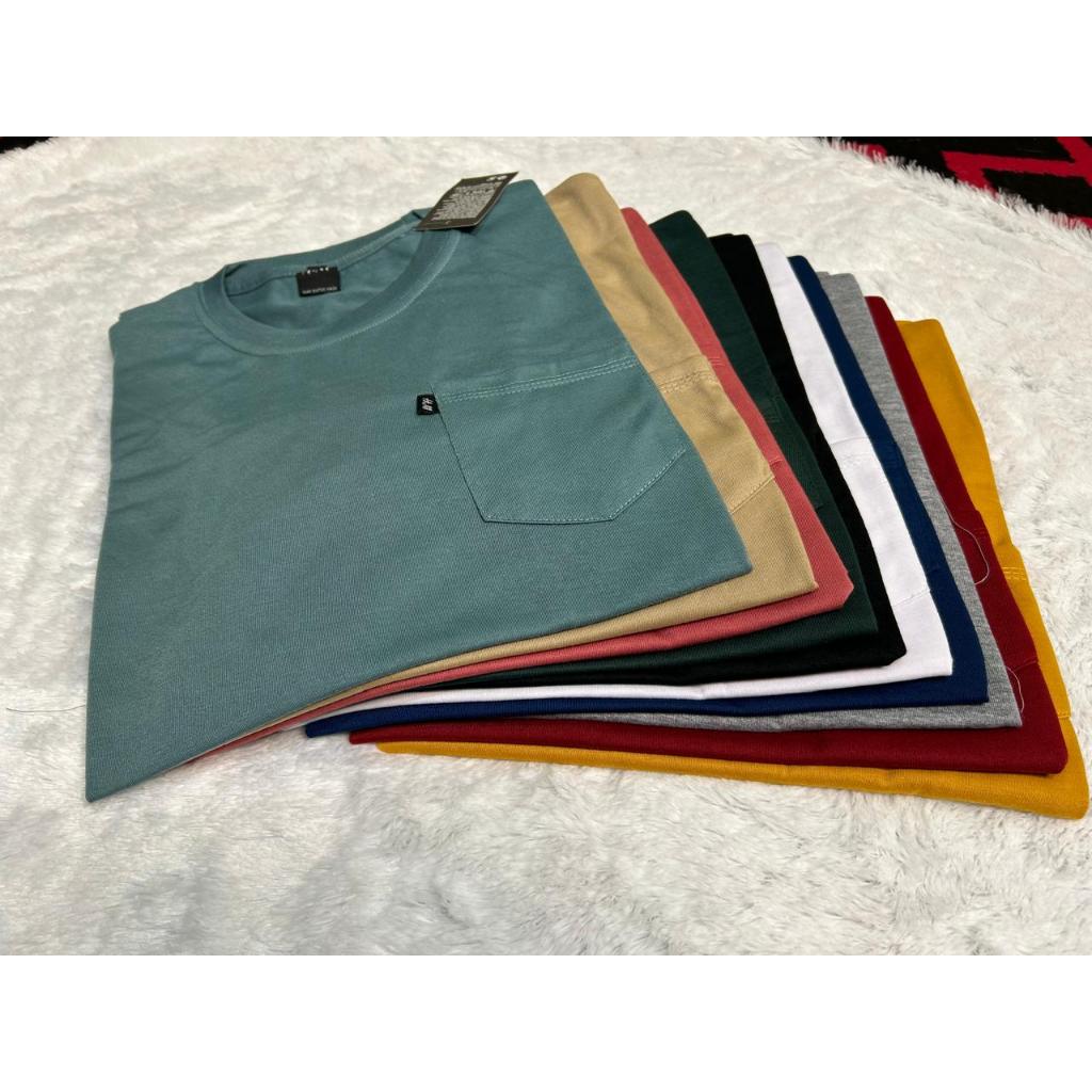 Kaos Polos Saku Depan Pria Baju Distro Pocket Bahan Semi Katun 24s Original 100% Premium