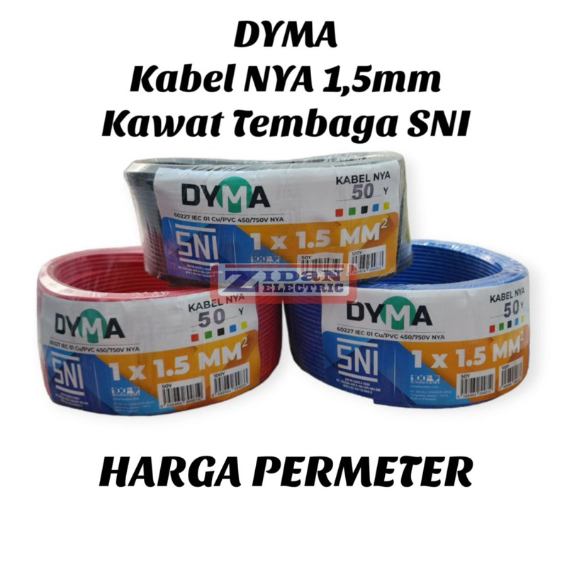 Kabel Listrik NYA 1,5mm SNI Kawat Tembaga Harga Permeter / Kabel NYA 1,5 / Kabel Tunggal NYA 1.5 mm 