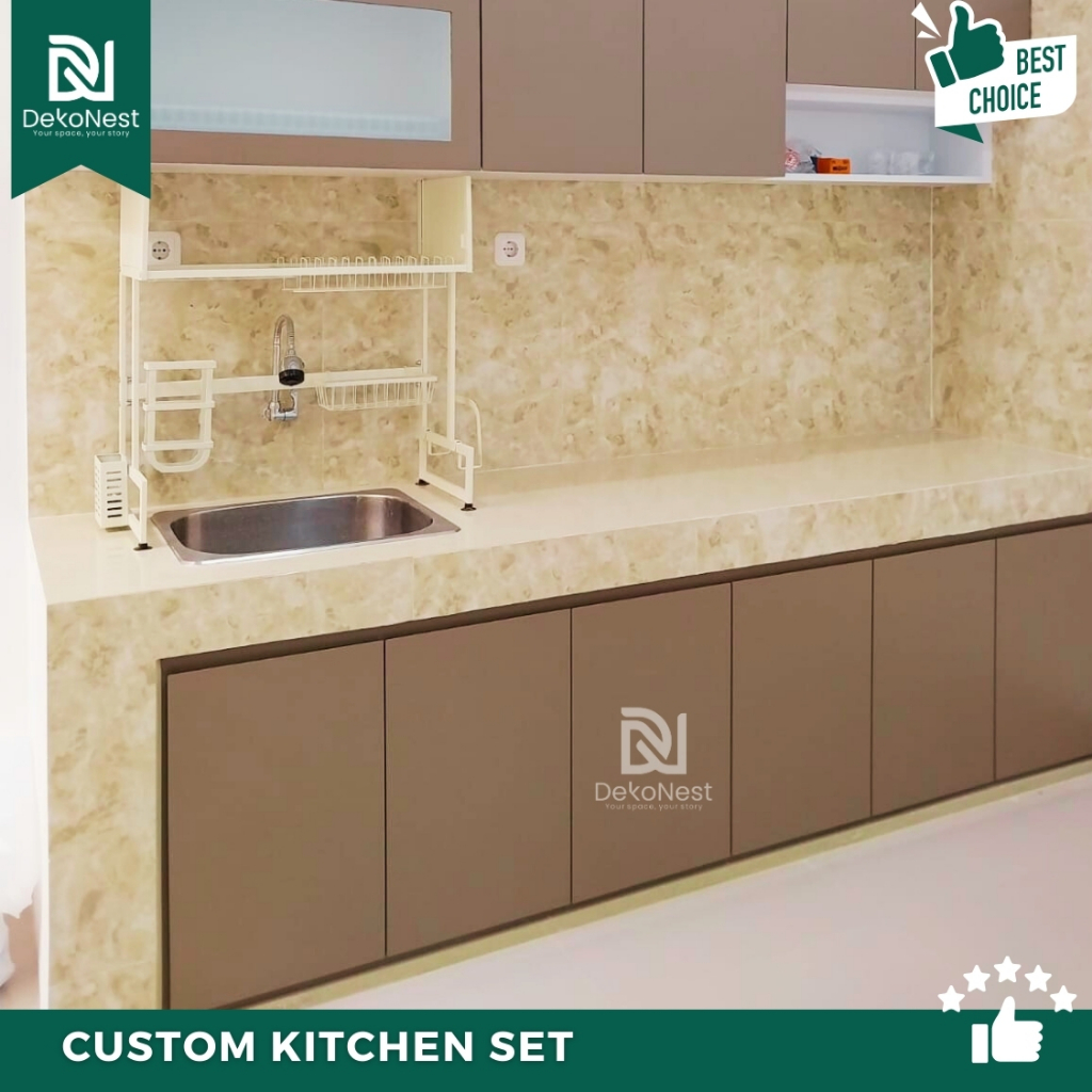 Dekonest Kitchen set Atas Bawah Minimalis Kayu Dapur Mewah Blockboard Multiplek Cat Duco Hpl Taco