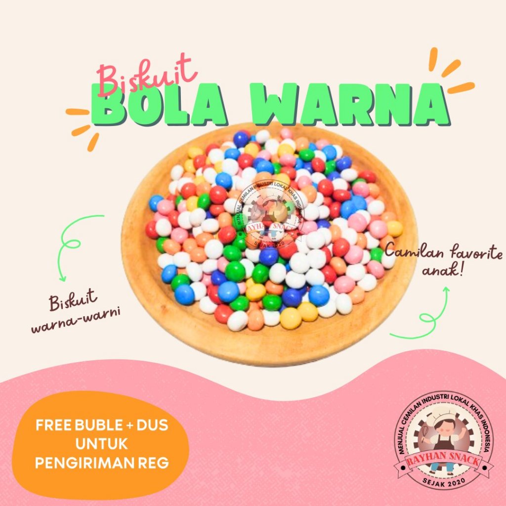 

Biskuit Bola Warna Warni Kiloan 250 Gram