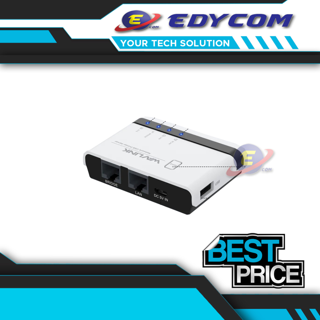 WAVLINK WL-NU516U1 WIRELES USB PRINT SERVER WIFI 2.4G 10/100Mbps