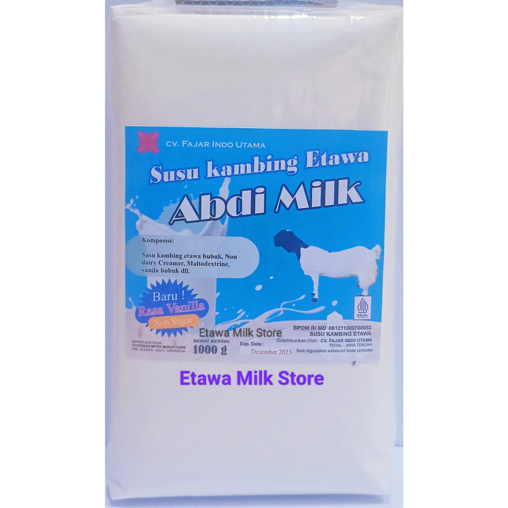 

Susu Kambing Etawa Rasa Vanilla Non Sugar Isi 1kg