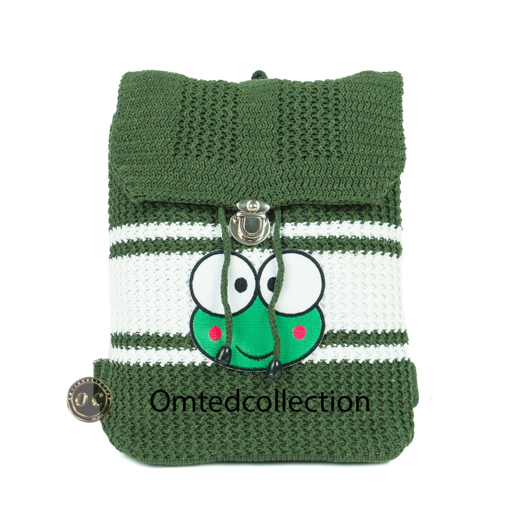 Tas karakter keropi anak perempuan bahan rajut tebal ukuran 25 cm x 30 cm banyak pilihan warna