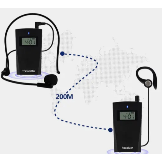 Paket 1 transmitter + 1 receiver tour guide system Umroh type C charger