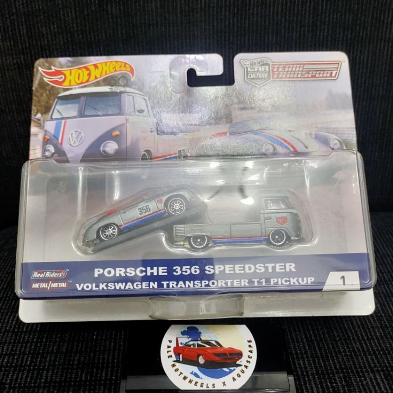 HOT WHEELS TEAM TRANSPORT PORSCHE 356 SPEEDSTER VOLKSWAGEN TRANSPORTER T1 PICKUP
