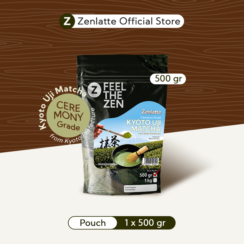 

Zenlatte Pure Kyoto Uji Matcha - Bag 250gr & 500gr Ceremonial Grade | Pure Matcha | Bubuk Uji Matcha