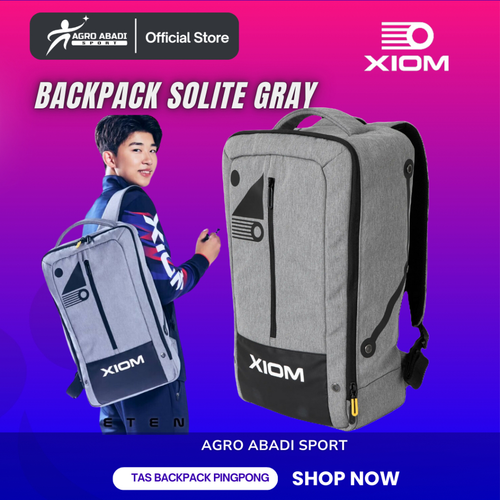 Xiom backpack solite gray / tas ransel pingpong stylish original xiom
