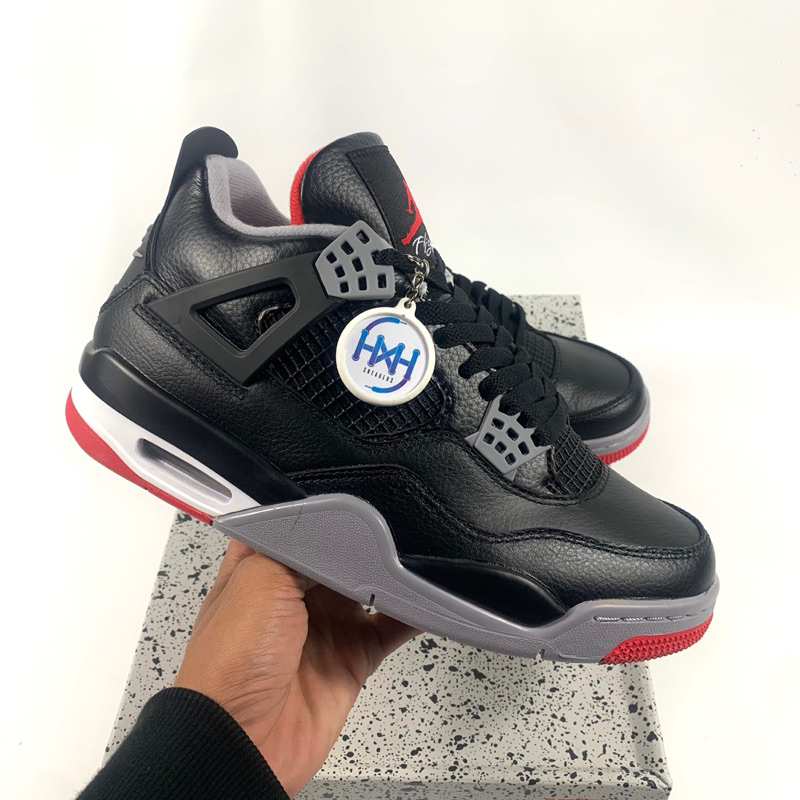 Sepatu Jordan 4 Retro Bred Reimagined Black Fire Red Cement Grey -14537