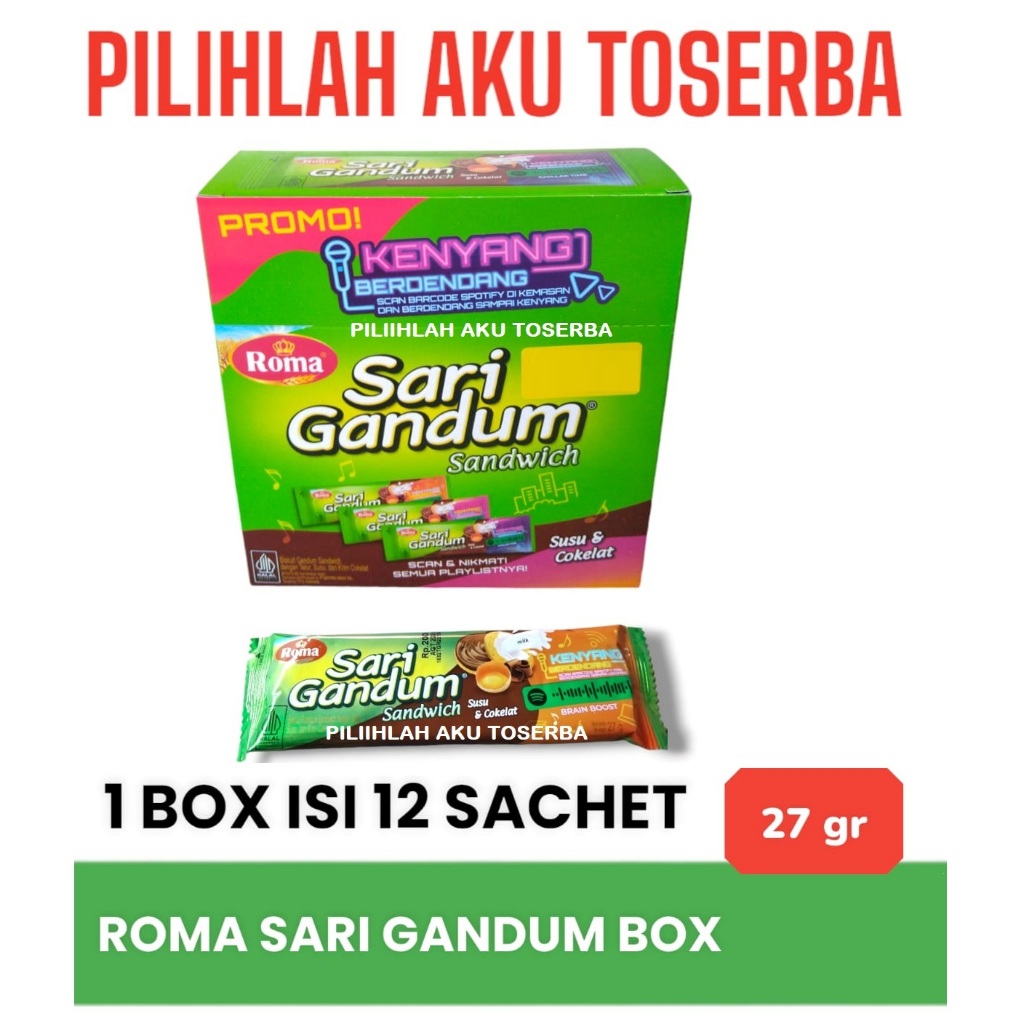 

QH Roma Sari Gandum BOX Sandwich Susu & Cokelat - ( 1 DUS ISI 10 BOX )