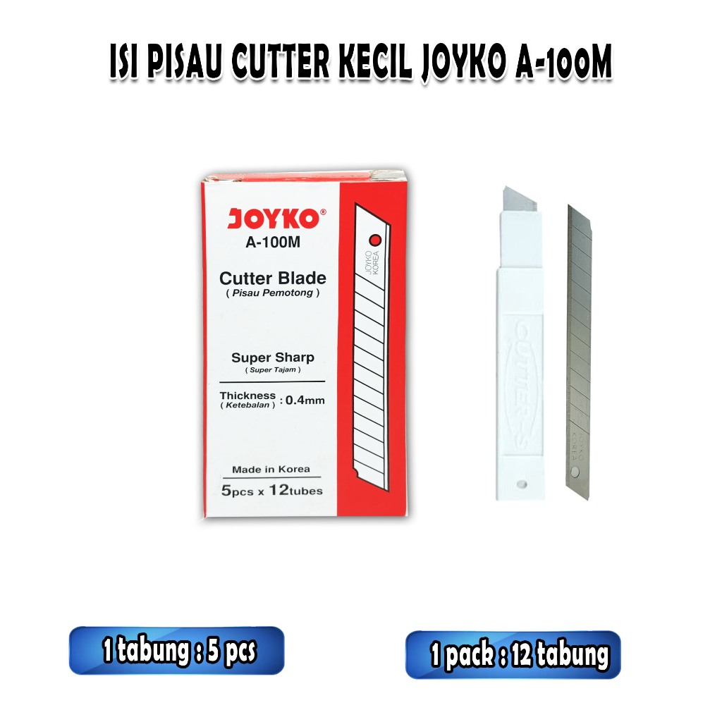 

isi pisau cutter kecil joyko A-100M / 1 box / 5 mata pisau