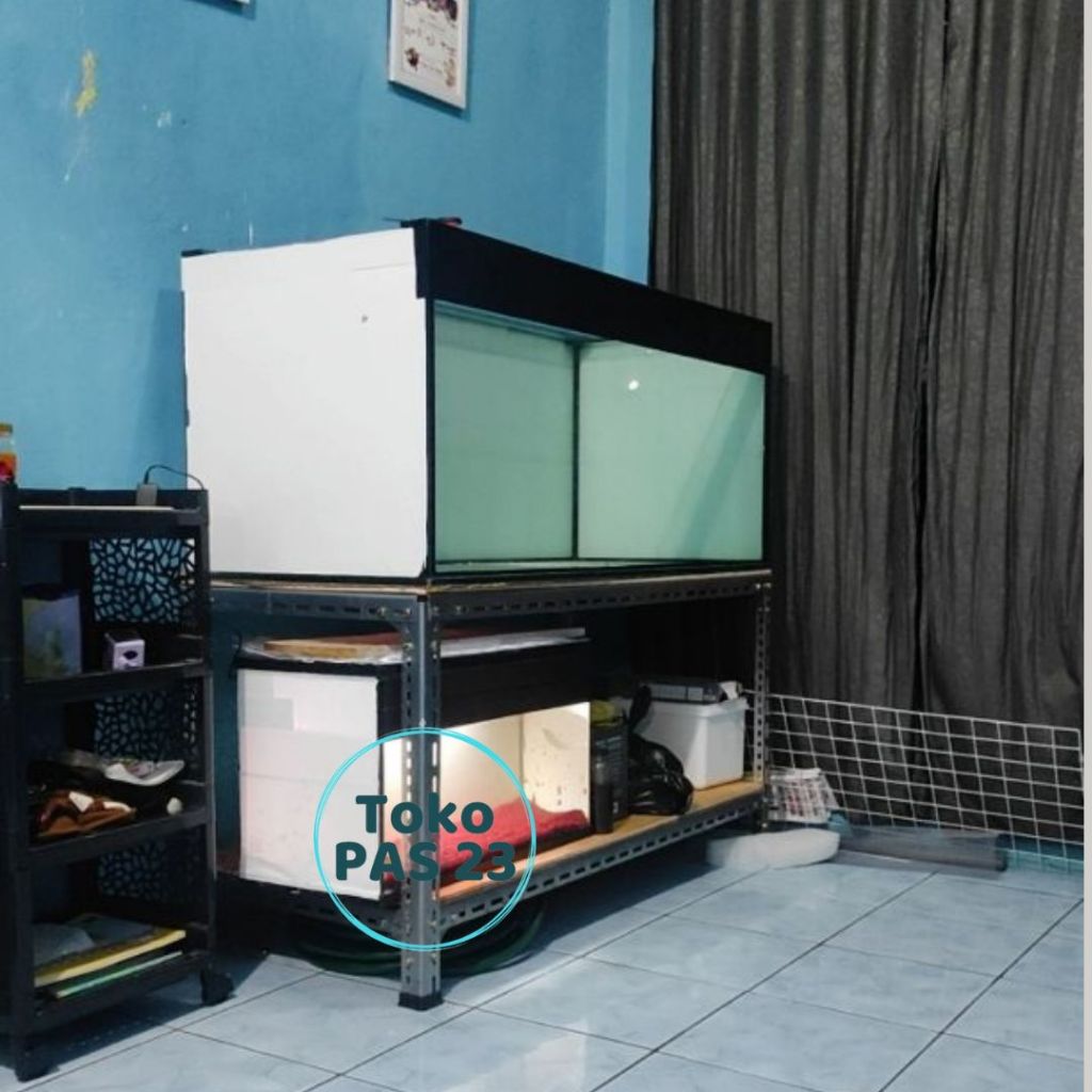 RAK AQUARIUM SIKU LUBANG P120 L40 2 SUSUN TINGKAT / RAK BESI SERBAGUNA
