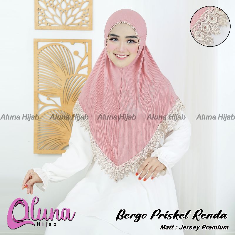 BERGO PLISKET KERUT RENDA SPANDEK JERSEY / JILBAB PLISKET RENDA BM