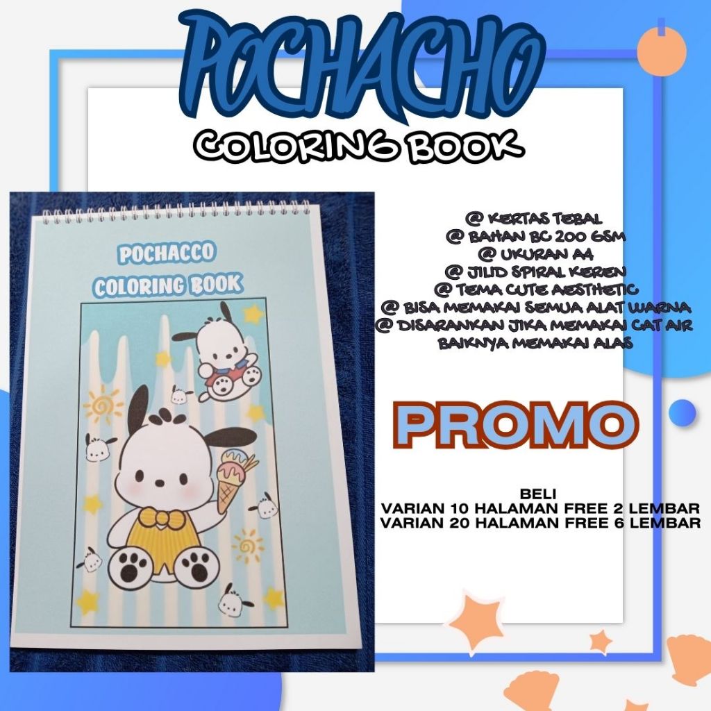 

POCHACCO Relaxing Coloring Book Activity Buku Mewarnai Anak Remaja Dewasa Aesthetic Kertas Tebal