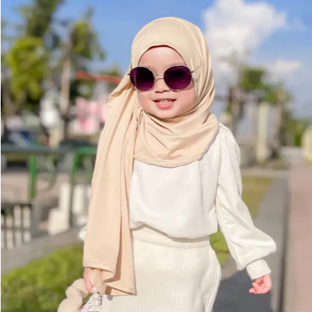 Jilbab anak perempuan Pasmina Kancing Jersey premium 1-7 tahun Pastan anak Kerudung instan